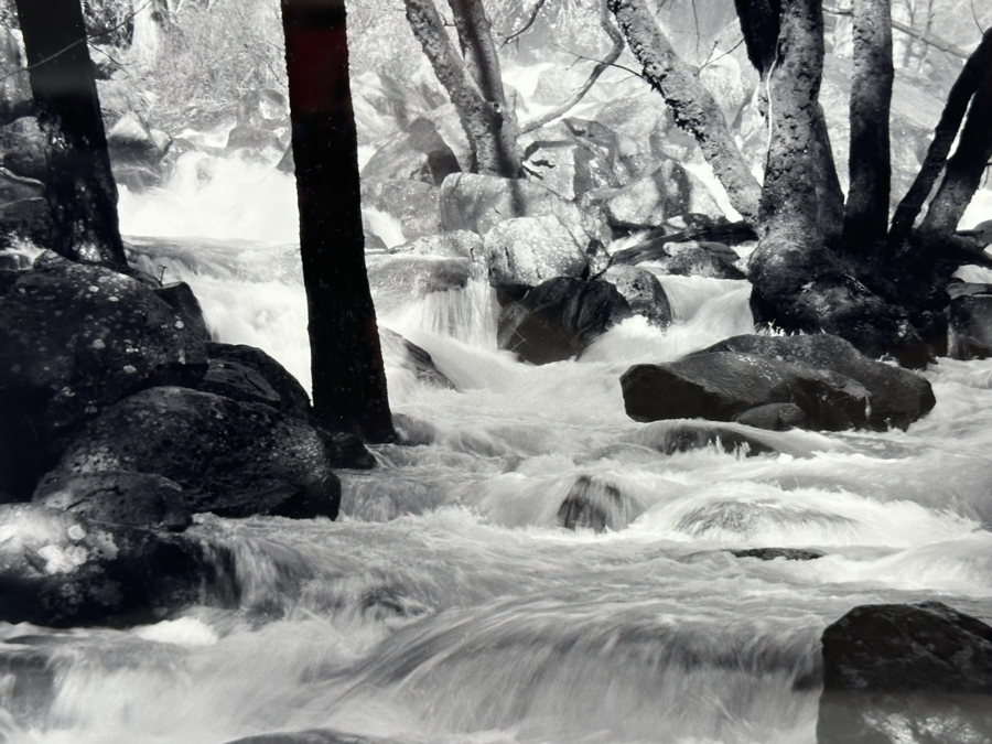 Richard D. Keesling Signed Photograph Of Yosemite National Park, CA Cascade Below Bridal Veil Falls (Dick Keesling Was Also Actress Betty White's Manager For Many Decades) 20 X 17 Framed 28 X 22 Glass Is Cracked In Corners Dated 1986 [Photo 7]