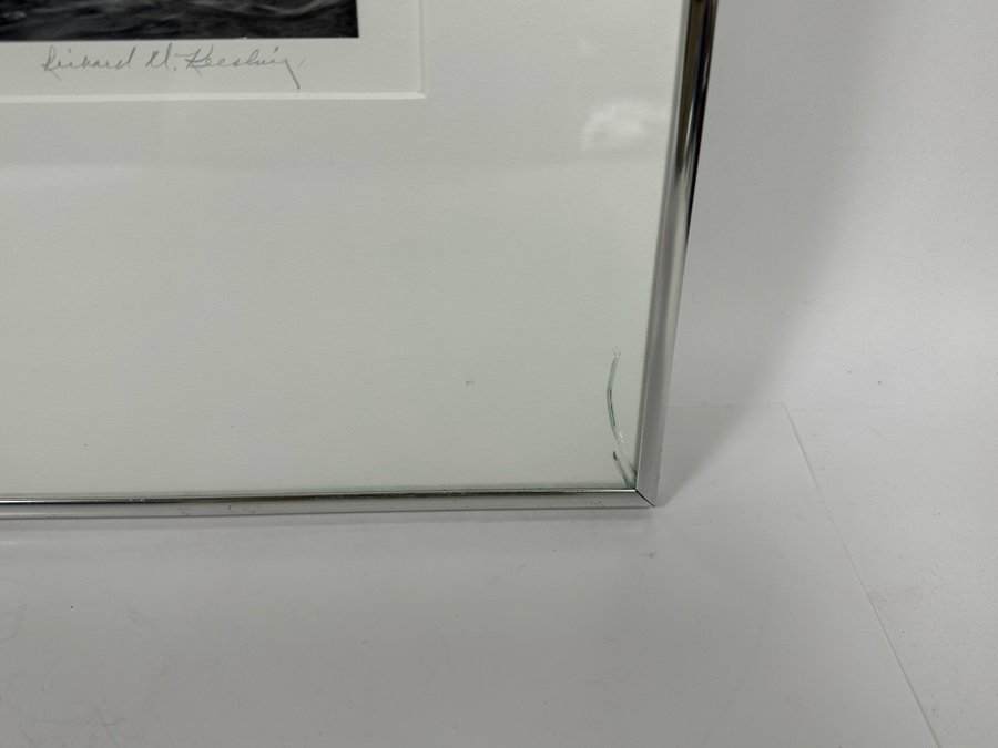 Richard D. Keesling Signed Photograph Of Yosemite National Park, CA Cascade Below Bridal Veil Falls (Dick Keesling Was Also Actress Betty White's Manager For Many Decades) 20 X 17 Framed 28 X 22 Glass Is Cracked In Corners Dated 1986 [Photo 11]