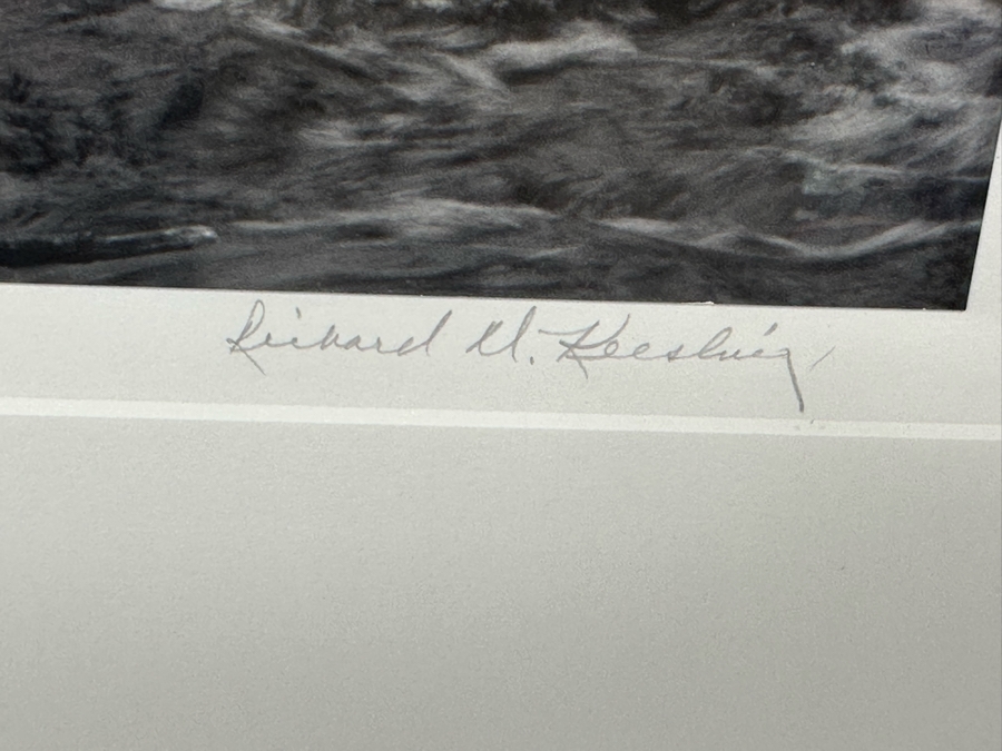 Richard D. Keesling Signed Photograph Of Yosemite National Park, CA Cascade Below Bridal Veil Falls (Dick Keesling Was Also Actress Betty White's Manager For Many Decades) 20 X 17 Framed 28 X 22 Glass Is Cracked In Corners Dated 1986 [Photo 9]