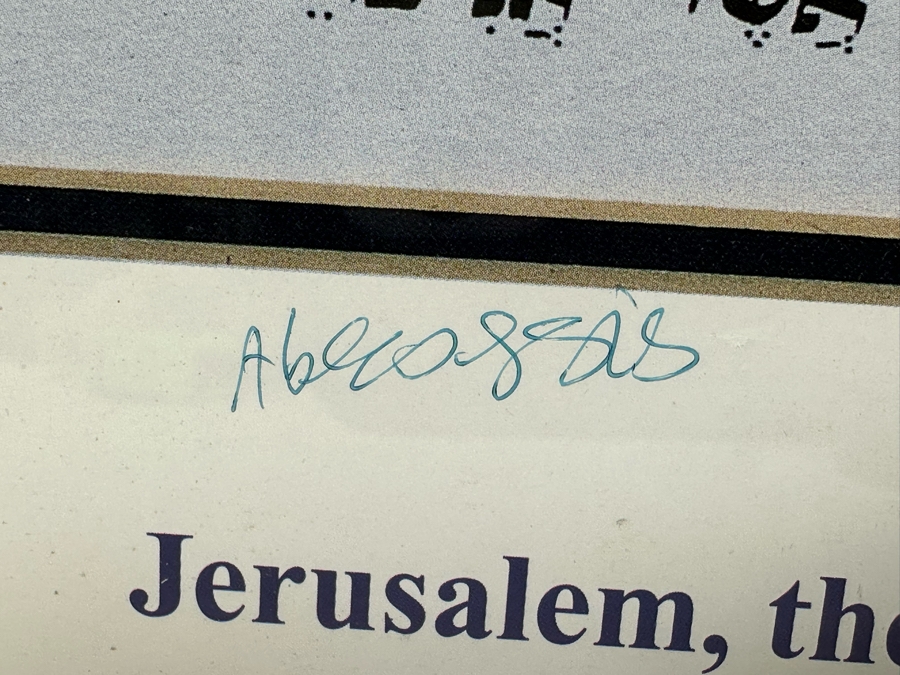 Raphael Abecassis Signed Poster “Jerusalem, The City Of Eternal Peace” Published By Razim Arts, Natanya, Israel 19 X 27.5 [Photo 8]