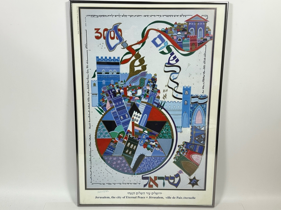 Raphael Abecassis Signed Poster “Jerusalem, The City Of Eternal Peace” Published By Razim Arts, Natanya, Israel 19 X 27.5 [Photo 2]