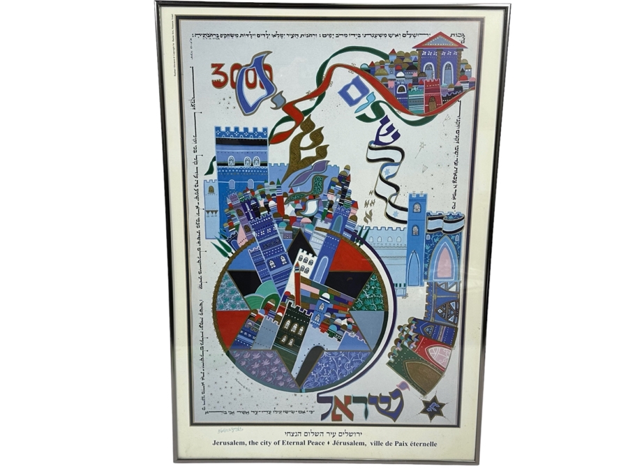 Raphael Abecassis Signed Poster “Jerusalem, The City Of Eternal Peace” Published By Razim Arts, Natanya, Israel 19 X 27.5 [Photo 1]
