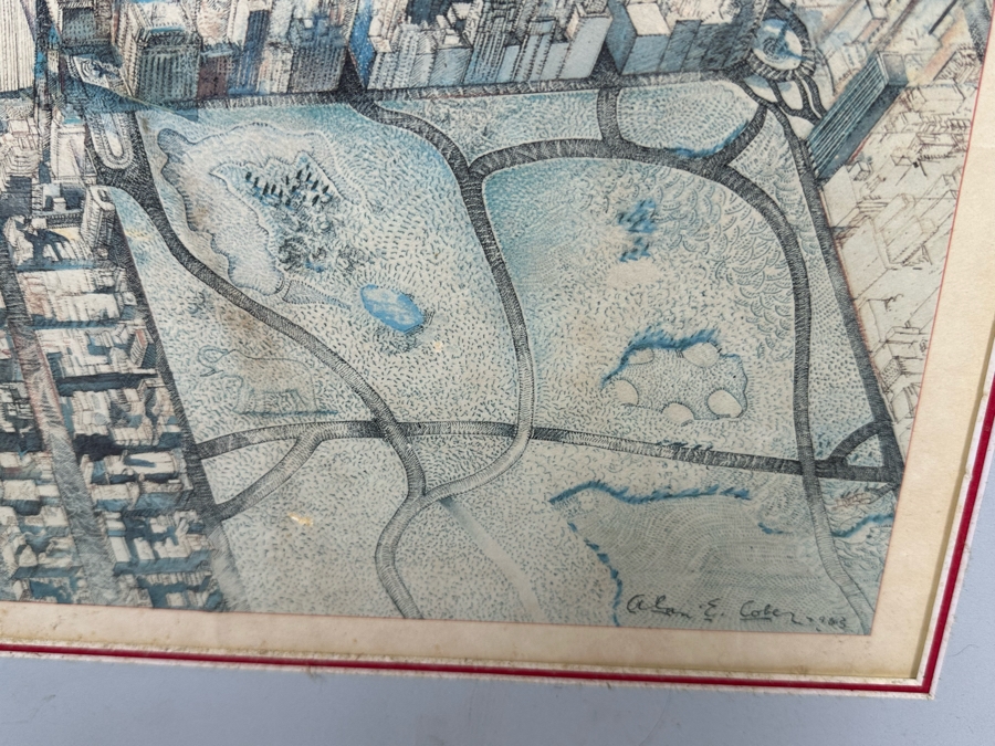 Alan E. Cober 1983 Illustration Map Of New York City 21.5 X 25.5 Framed 28.5 X 32.5 [Photo 11]