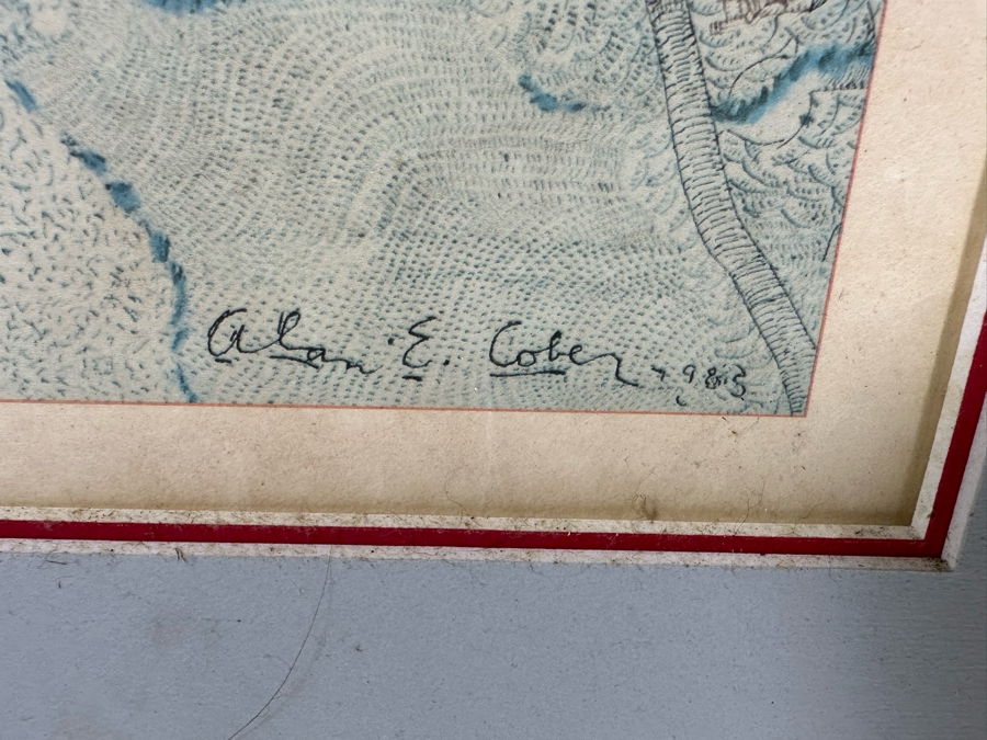 Alan E. Cober 1983 Illustration Map Of New York City 21.5 X 25.5 Framed 28.5 X 32.5 [Photo 12]