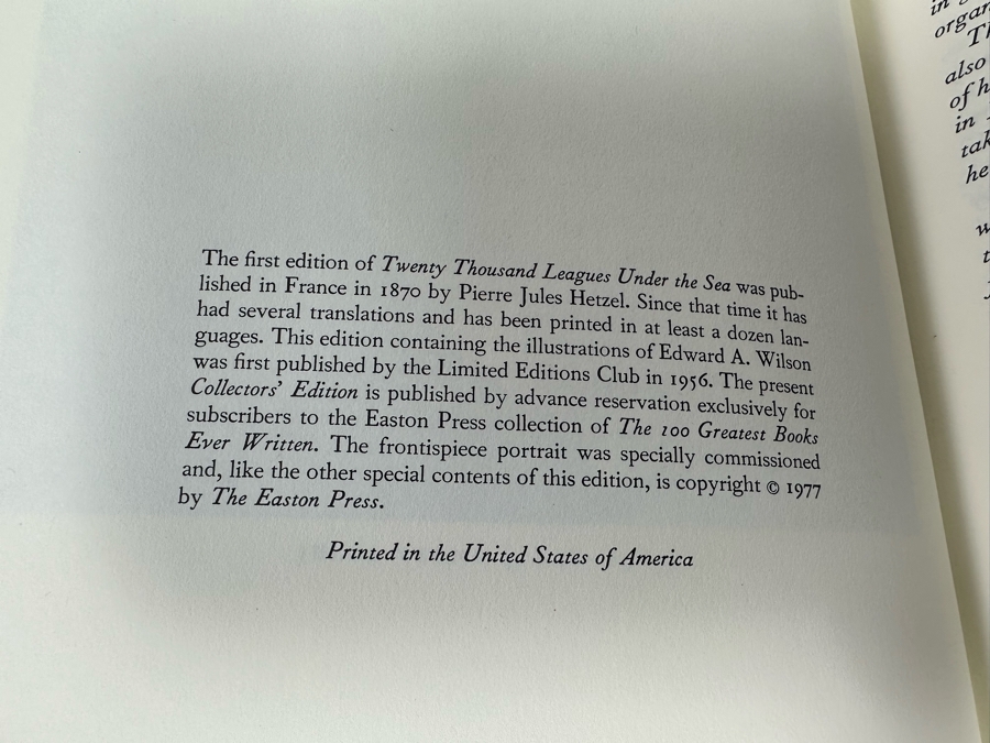 Easton Press Leather Bound Collector’s Edition Book Twenty Thousand Leagues Under The Sea By Jules Verne [Photo 5]