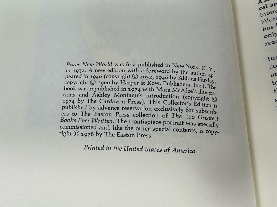 Easton Press Leather Bound Collector’s Edition Book Brave New World By Aldous Huxley [Photo 6]