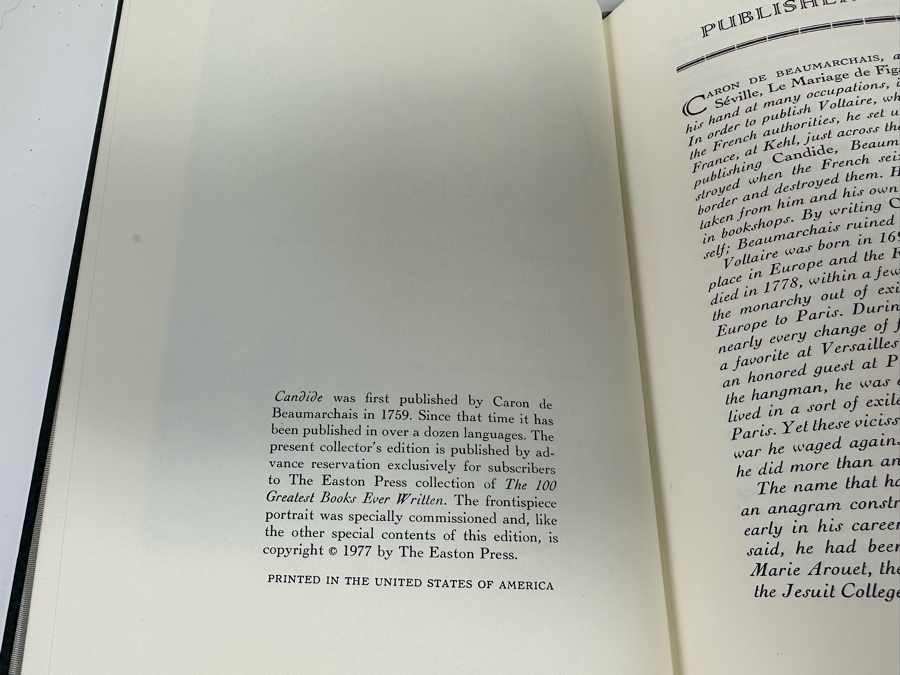 Easton Press Leather Bound Collector’s Edition Book Candide Or Optimism By Francois Marie Arouet De Voltaire [Photo 4]