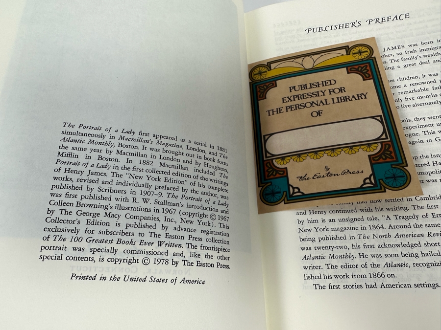 Easton Press Leather Bound Collector’s Edition Book The Portrait Of A Lady By Henry James [Photo 4]