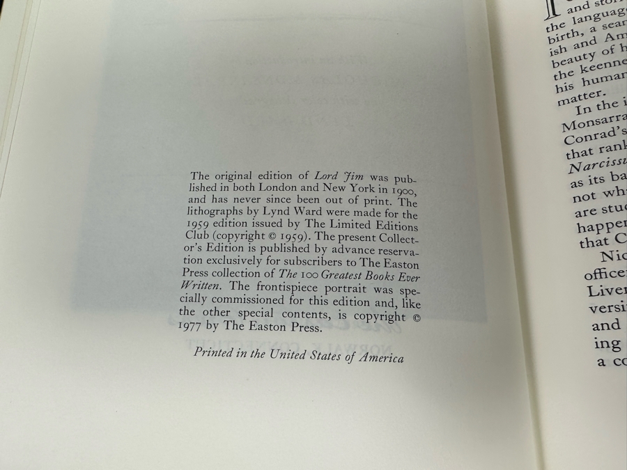 Easton Press Leather Bound Collector’s Edition Book Lord Jim A Tale By Joseph Conrad [Photo 4]