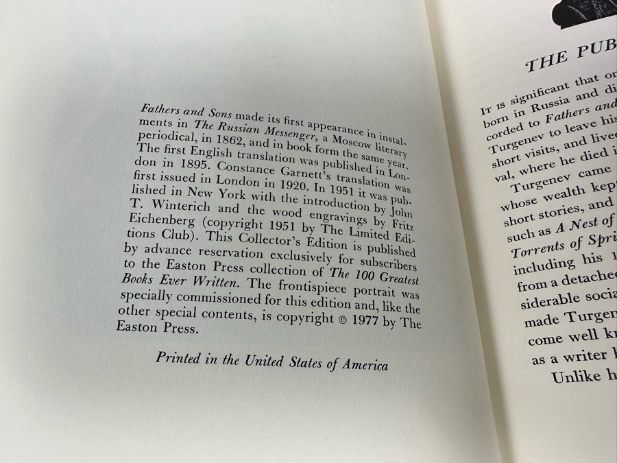 Easton Press Leather Bound Collector’s Edition Book Fathers & Sons By Ivan Turgenev [Photo 4]