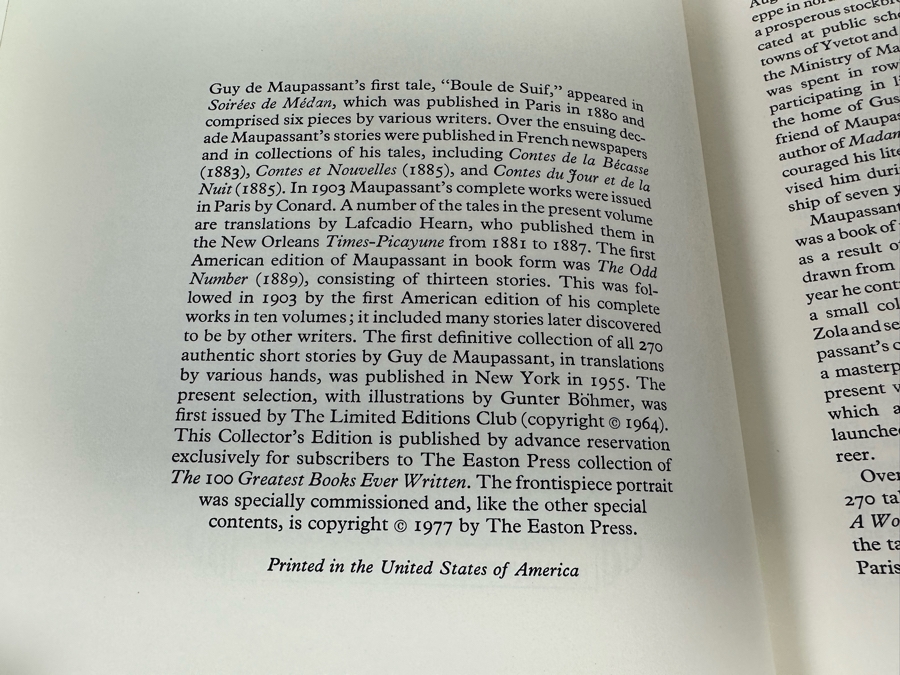 Easton Press Leather Bound Collector’s Edition Book The Tales Of Guy De Maupassant [Photo 4]