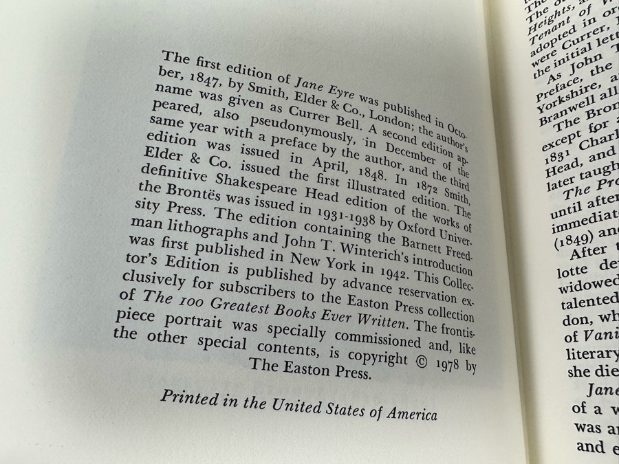 Easton Press Leather Bound Collector’s Edition Book Jane Eyre By Charlotte Bronte [Photo 4]