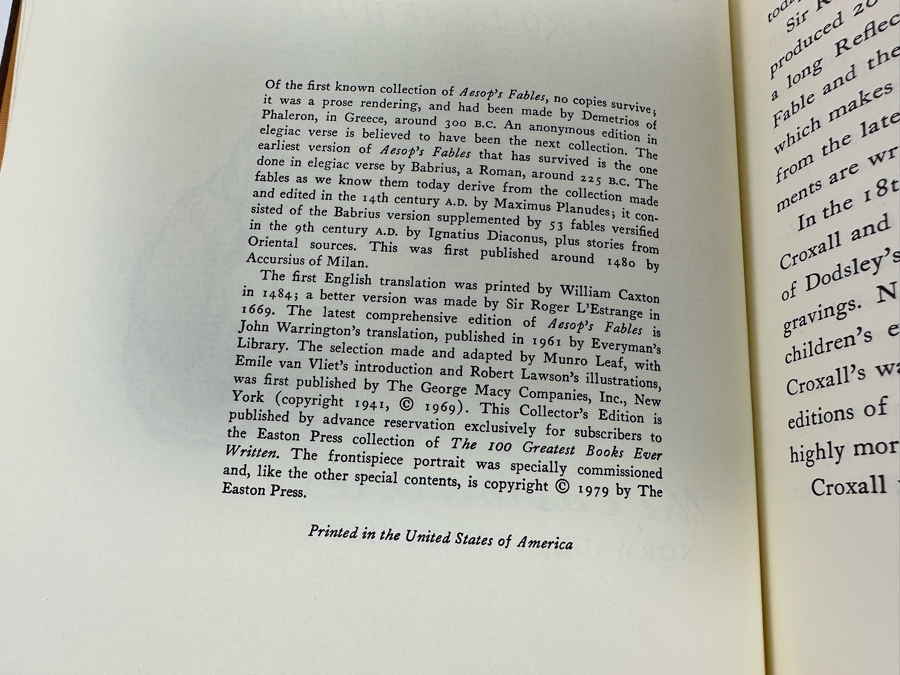 Easton Press Leather Bound Collector’s Edition Book Aesop’s Fables [Photo 4]