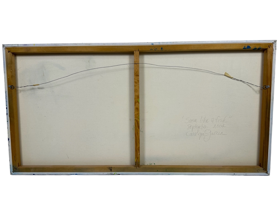 Carolyn Guerra Original Painting On Canvas Titled “Swim Like A Fish” 2004 Signed And Titled On Back 48 X 24 [Photo 2]