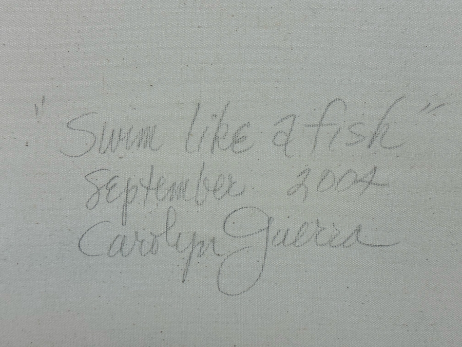 Carolyn Guerra Original Painting On Canvas Titled “Swim Like A Fish” 2004 Signed And Titled On Back 48 X 24 [Photo 12]