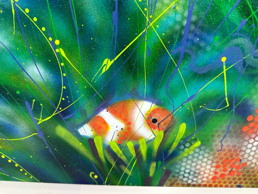 Carolyn Guerra Original Painting On Canvas Titled “Swim Like A Fish” 2004 Signed And Titled On Back 48 X 24 [Photo 8]