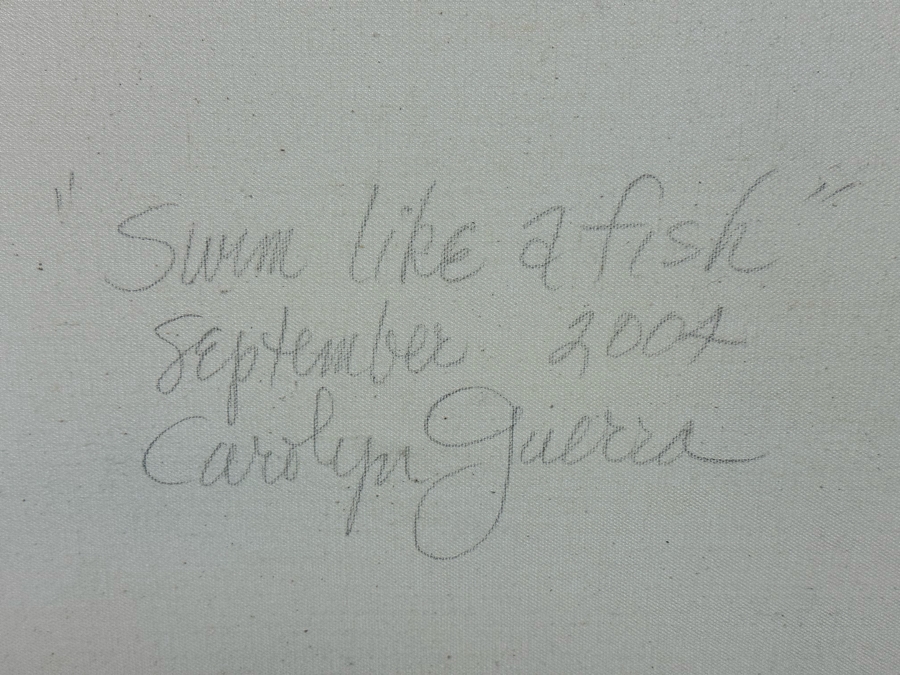 Carolyn Guerra Original Painting On Canvas Titled “Swim Like A Fish” 2004 Signed And Titled On Back 48 X 24 [Photo 11]