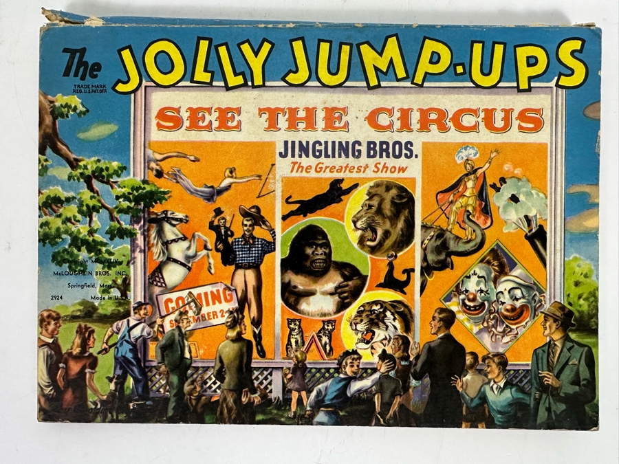 Vintage 1944 The Jolly Jump-Ups See The Circus Jingling Bros. The Greatest Show Pop-Up Book Published By McLoughlin Bros. Inc Good Condition [Photo 2]