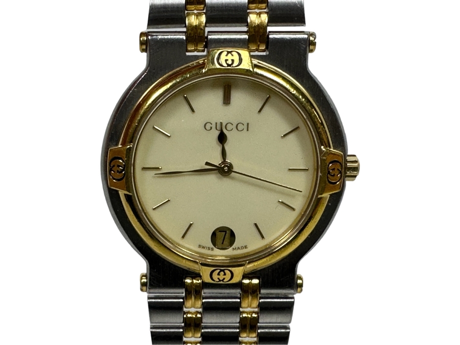 Gucci Stainless Steel Model 9000 M Men’s Wrist Watch White Dial Swiss Made [Photo 2]