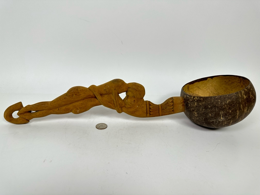 Ethnic Hand Carved Wooden Handle Coconut Ladle 21L [Photo 3]