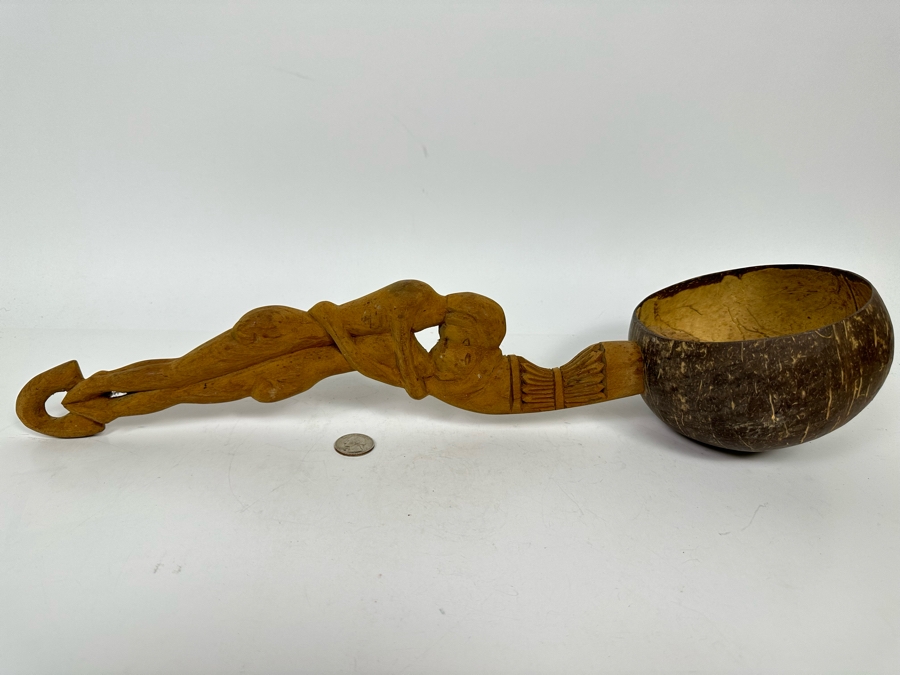 Ethnic Hand Carved Wooden Handle Coconut Ladle 21L [Photo 2]
