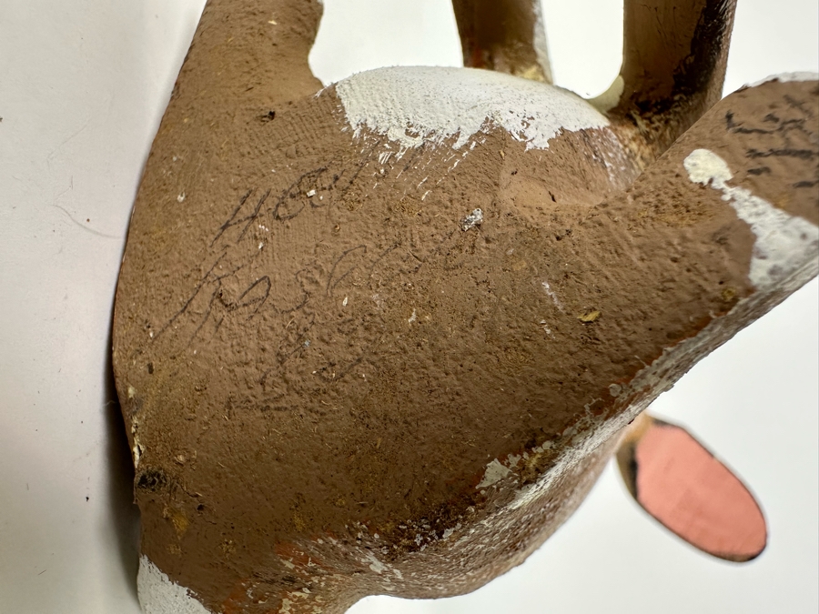 Signed Wooden Rabbit Sculpture 10H [Photo 7]