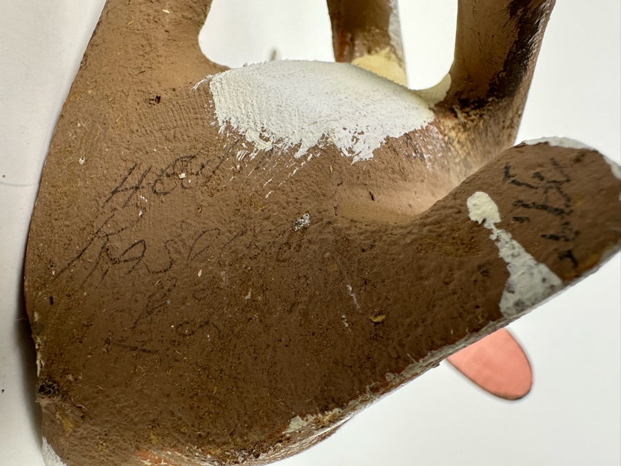 Signed Wooden Rabbit Sculpture 10H [Photo 8]