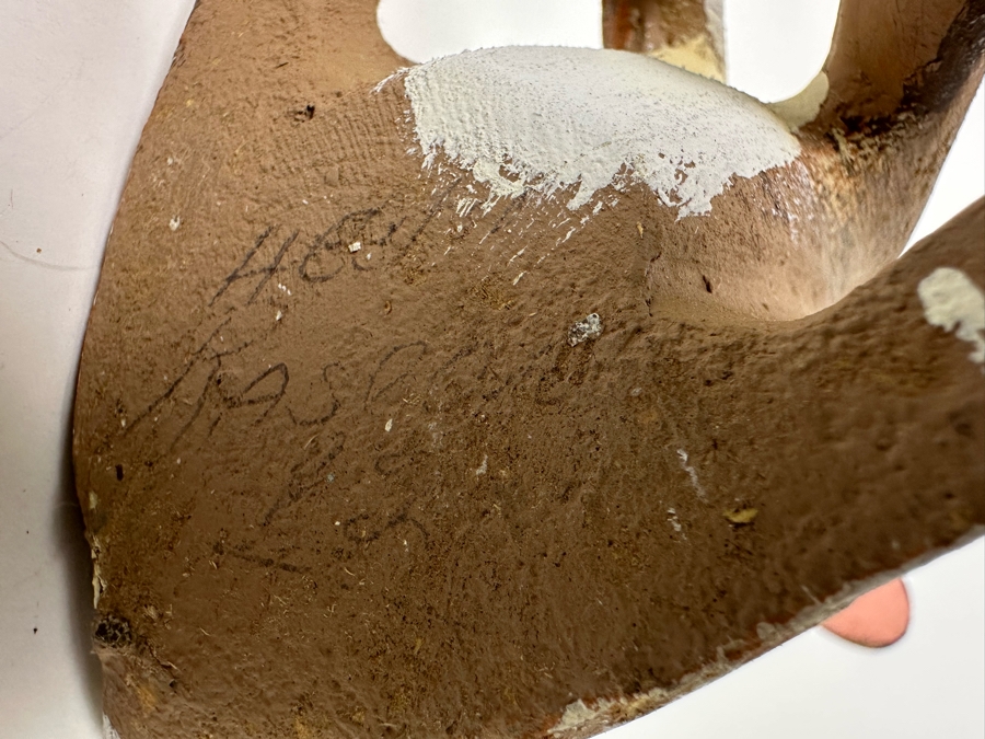 Signed Wooden Rabbit Sculpture 10H [Photo 9]