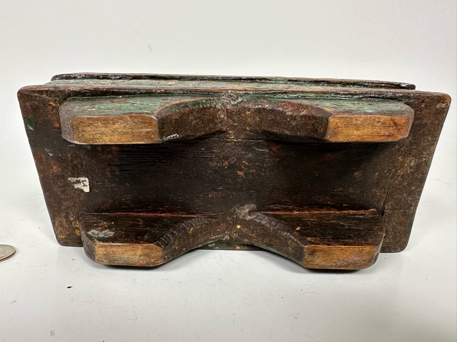 Antique Betel Nut Box From Java With Polychromed Finish Indonesia 9W X 4D X 3H [Photo 13]