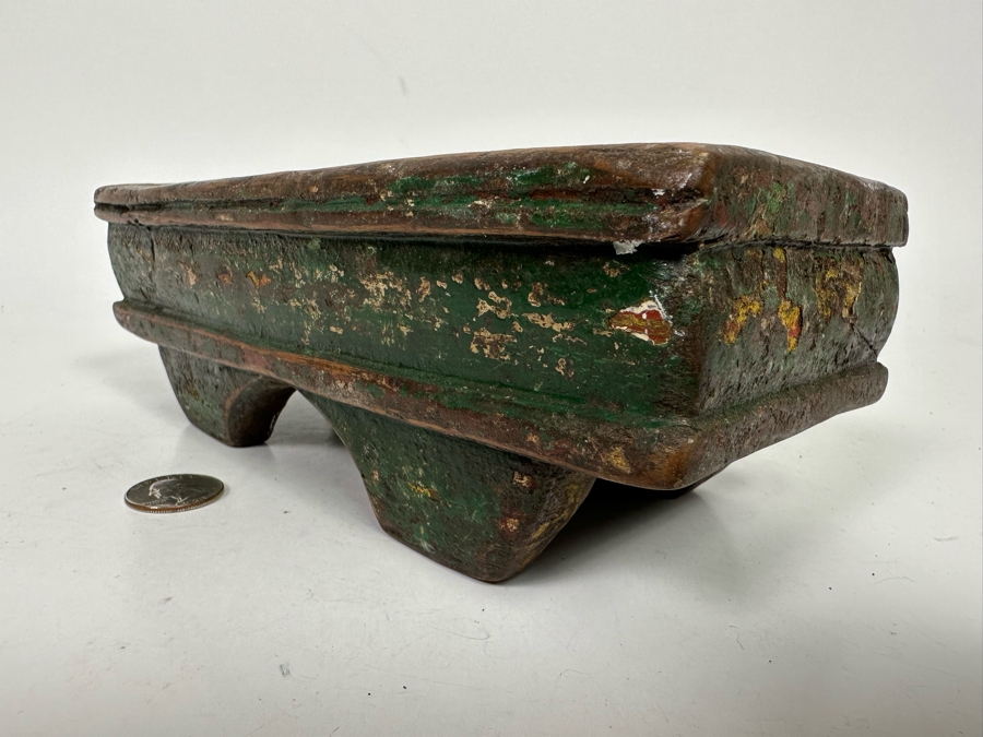 Antique Betel Nut Box From Java With Polychromed Finish Indonesia 9W X 4D X 3H [Photo 8]