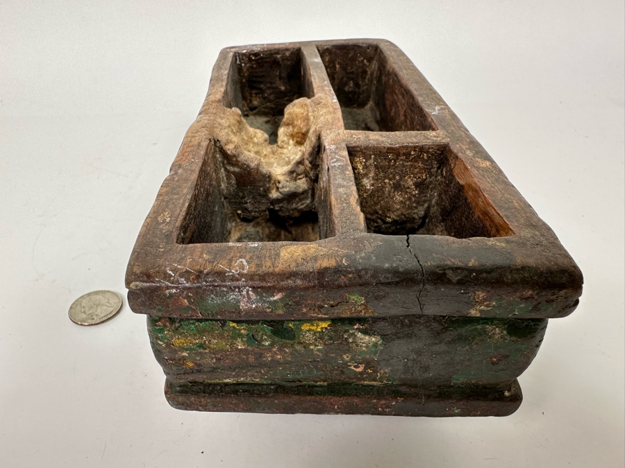 Antique Betel Nut Box From Java With Polychromed Finish Indonesia 9W X 4D X 3H [Photo 12]