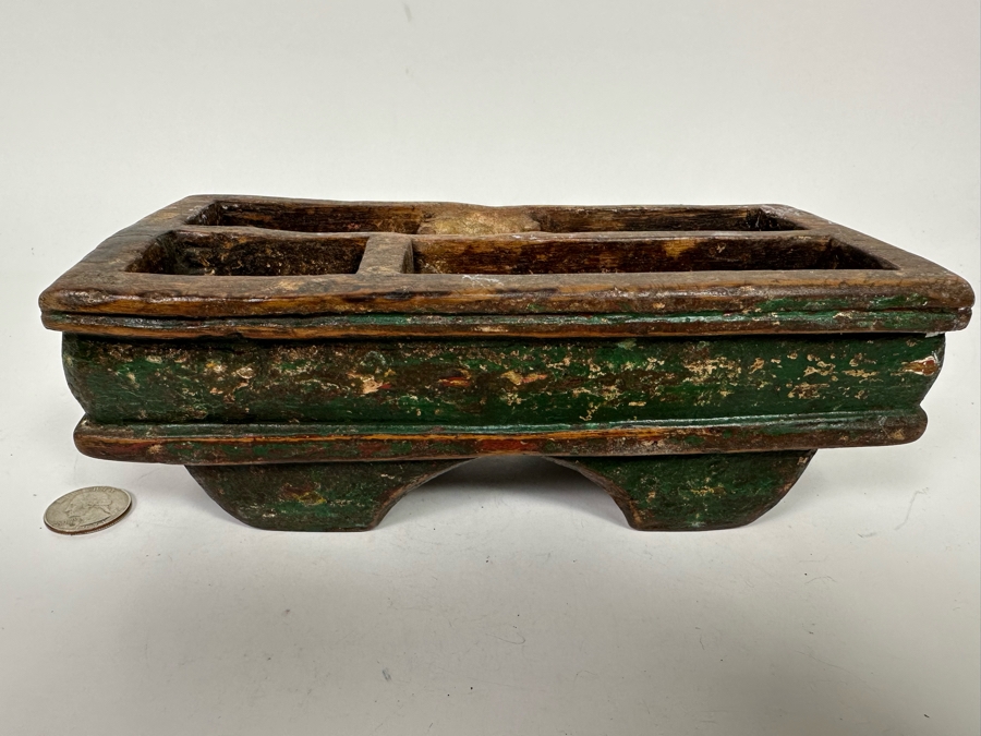 Antique Betel Nut Box From Java With Polychromed Finish Indonesia 9W X 4D X 3H [Photo 2]