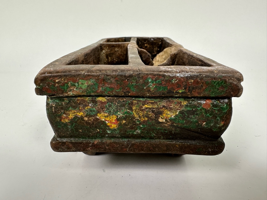 Antique Betel Nut Box From Java With Polychromed Finish Indonesia 9W X 4D X 3H [Photo 9]