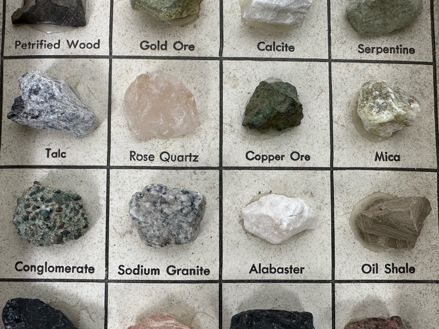 Pair Of Rocks And Minerals Cabinets Including Gold Ore, Petrified Wood, Copper Ore & Uranium Ore [Photo 5]