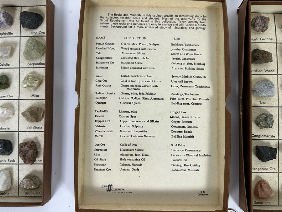 Pair Of Rocks And Minerals Cabinets Including Gold Ore, Petrified Wood, Copper Ore & Uranium Ore [Photo 13]