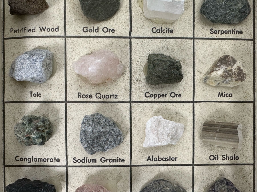 Pair Of Rocks And Minerals Cabinets Including Gold Ore, Petrified Wood, Copper Ore & Uranium Ore [Photo 10]