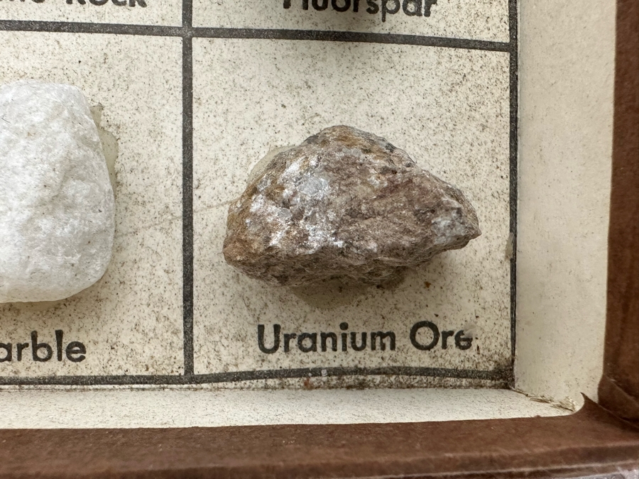 Pair Of Rocks And Minerals Cabinets Including Gold Ore, Petrified Wood, Copper Ore & Uranium Ore [Photo 7]