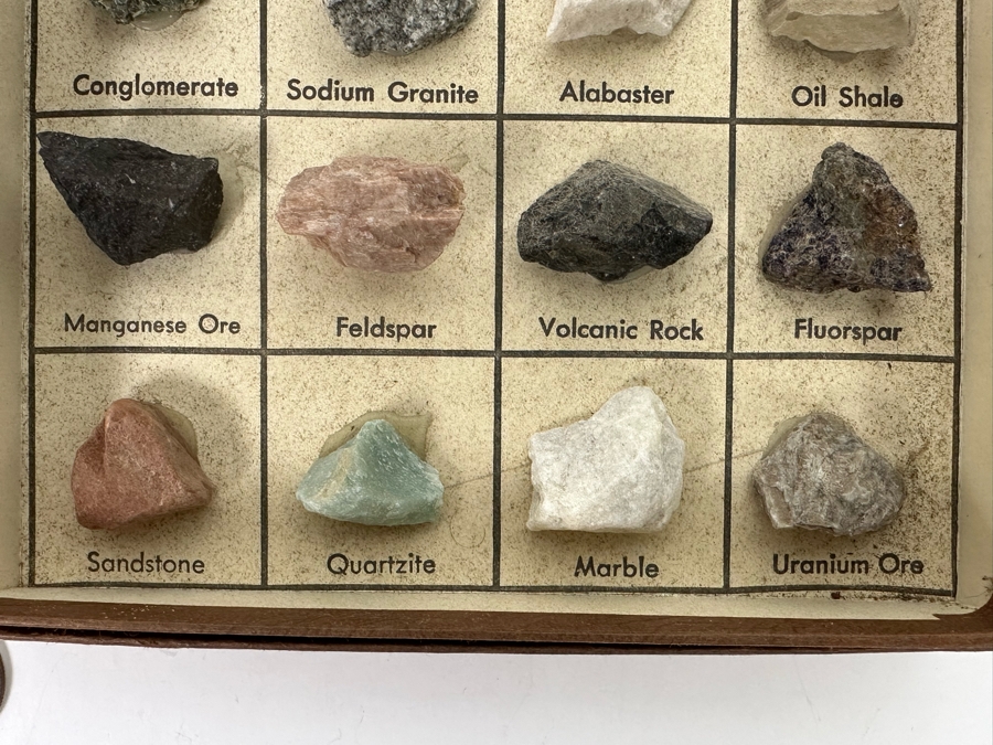 Pair Of Rocks And Minerals Cabinets Including Gold Ore, Petrified Wood, Copper Ore & Uranium Ore [Photo 11]