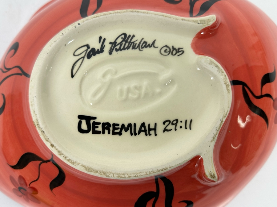 Signed Gail Pittman Pottery Bowl Signed Jeremiah 29:11 13W X 11D X 4H [Photo 7]