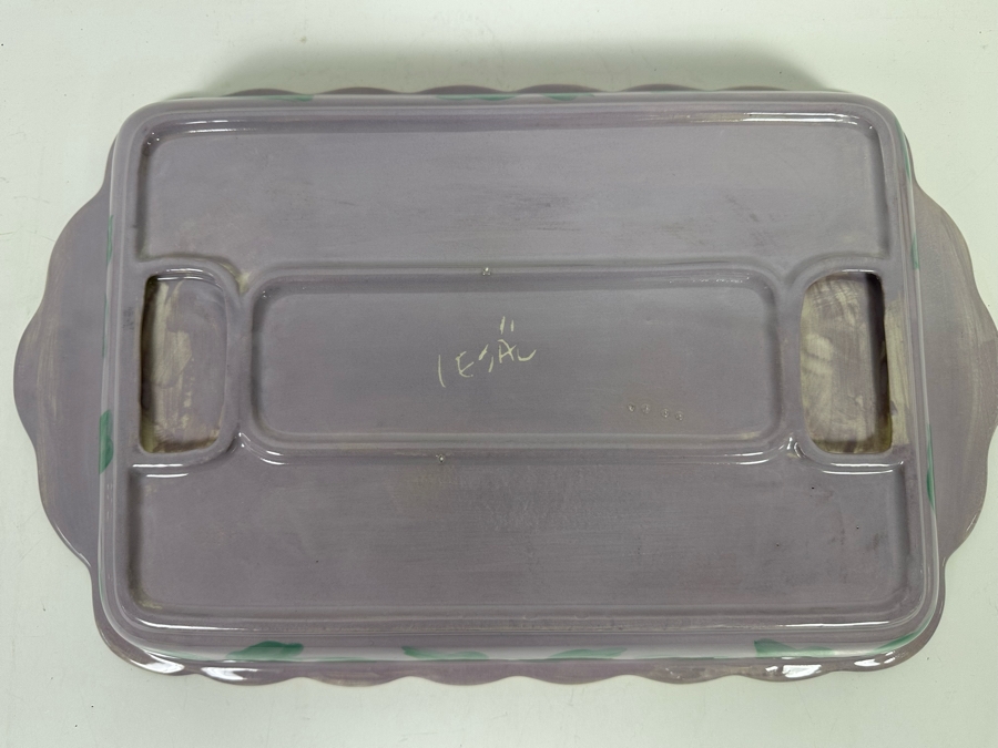 Hand Painted Lesal Studio Pottery Oven Pan 18.5W X 11D X 2.5H [Photo 6]