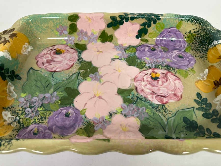 Hand Painted Lesal Studio Pottery Oven Pan 18.5W X 11D X 2.5H [Photo 5]