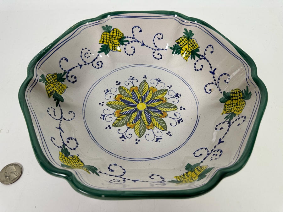 Handmade Italian Pottery Bowl Firenze Sapori Di Firenze 9.5W X 2.75H [Photo 3]