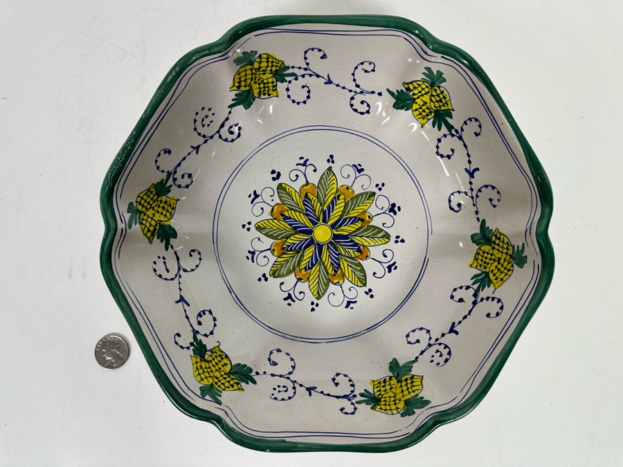 Handmade Italian Pottery Bowl Firenze Sapori Di Firenze 9.5W X 2.75H [Photo 2]