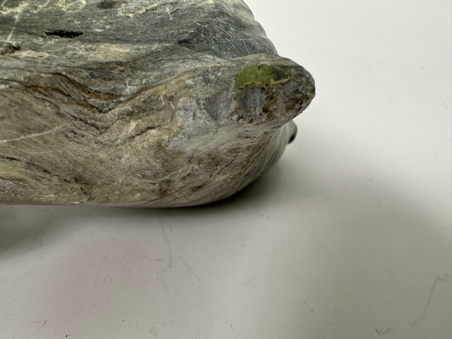 Carved Soapstone Inuit Seal Signed 7W X 2.5D X 3H [Photo 13]