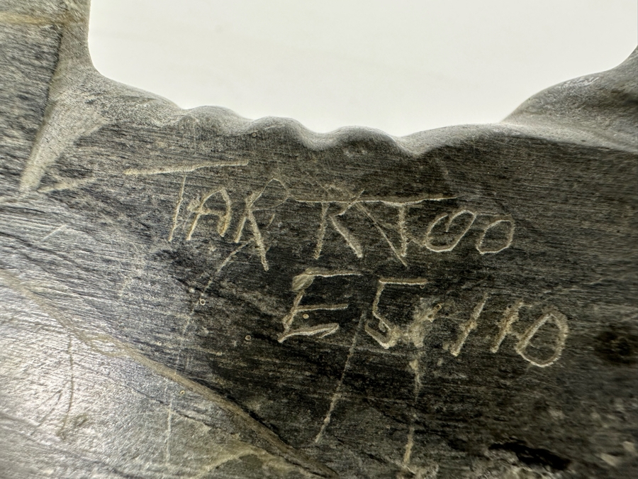 Carved Soapstone Inuit Seal Signed 7W X 2.5D X 3H [Photo 11]