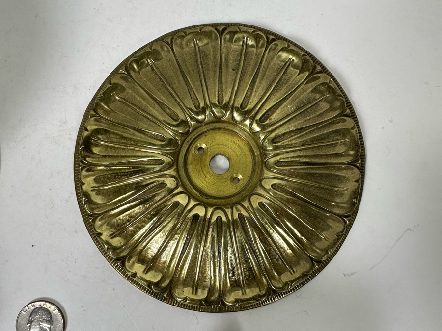 Pair Of Large Vintage Brass Door Handle Hardware Made In Spain Lg Handles 4.5W X 4H Sm Handles 3W X 2.5H [Photo 6]