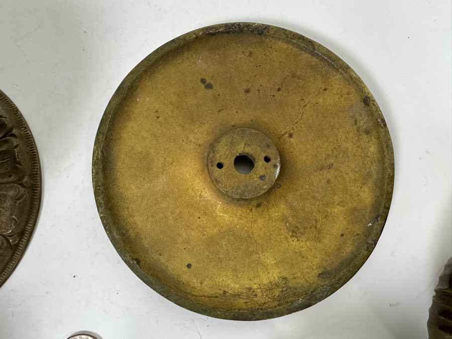 Pair Of Large Vintage Brass Door Handle Hardware Made In Spain Lg Handles 4.5W X 4H Sm Handles 3W X 2.5H [Photo 10]