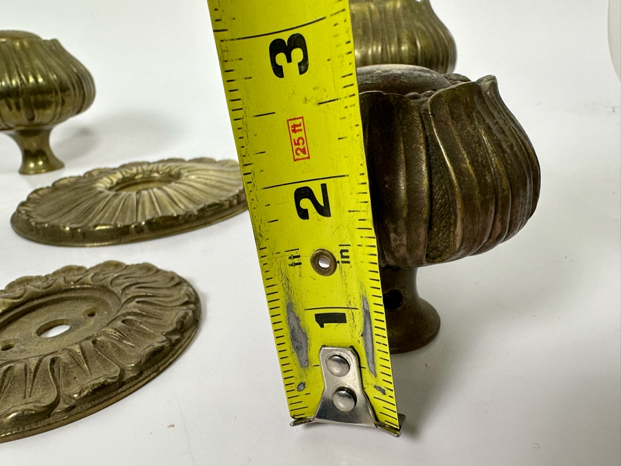 Pair Of Large Vintage Brass Door Handle Hardware Made In Spain Lg Handles 4.5W X 4H Sm Handles 3W X 2.5H [Photo 15]