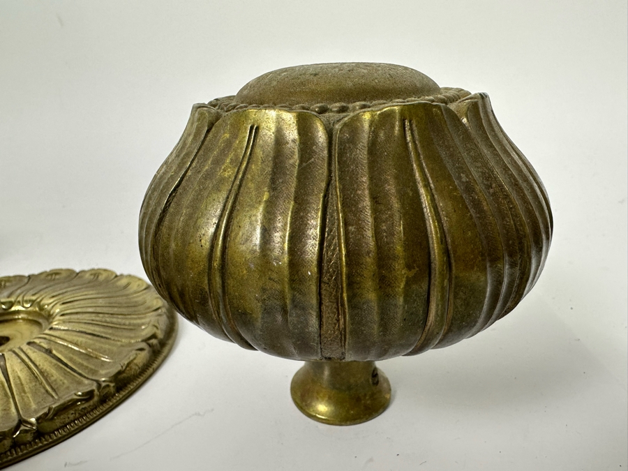 Pair Of Large Vintage Brass Door Handle Hardware Made In Spain Lg Handles 4.5W X 4H Sm Handles 3W X 2.5H [Photo 7]