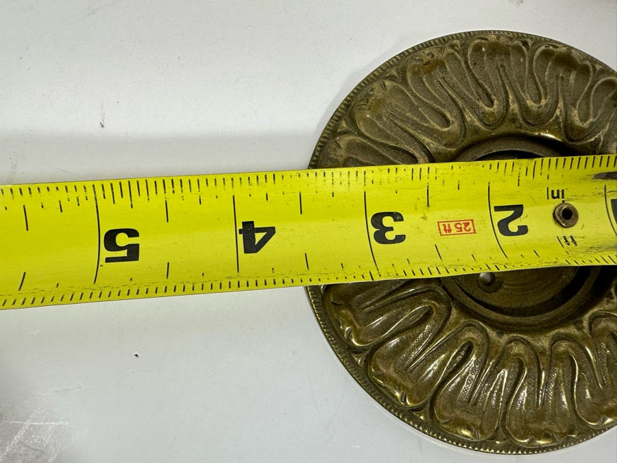 Pair Of Large Vintage Brass Door Handle Hardware Made In Spain Lg Handles 4.5W X 4H Sm Handles 3W X 2.5H [Photo 13]